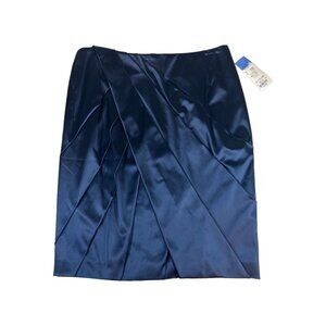 Per Se Womens 2 Skirt Blue Silky Ribbon Skirt Vintage Pencil Dressy Evening